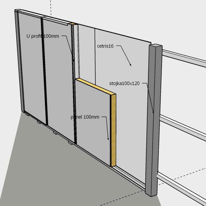 Akustický panel Industry- varianty - Rozmer panelu: 600x1000mm, Hrubka panelu: 50mm, Profily na montáž panelov: U profil