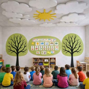 Filcová akustická dekorácia Stromy