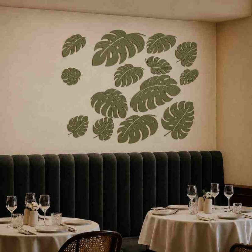 Filcové listy monstery - farba Olive