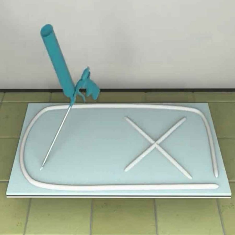 nanesenie lepiacej PU penu na PES panel