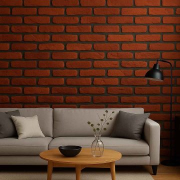 Red 21 tehličky lepené na stene celoplošne Red 21 tehličky lepené na stene celoplošne