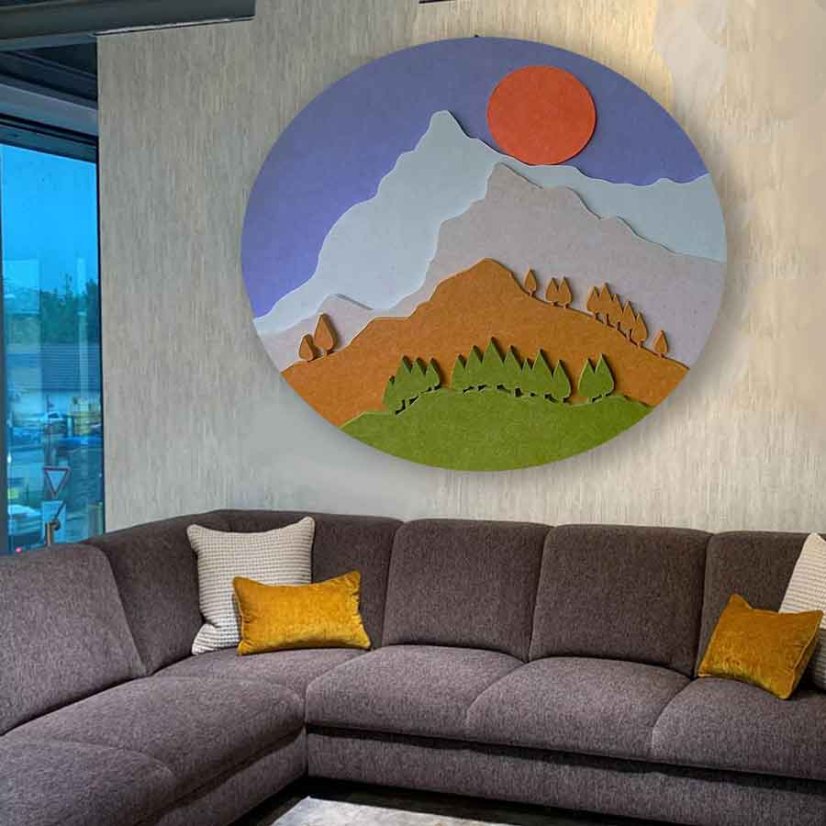 Ukážka vrstveného obrazu Tatry na stene