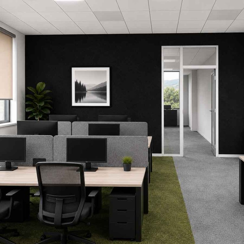 Akustický panel Ekosound Hard - Dostupné farby  PET panelov 9,18 mm: Black 17 - rozmer 1200 x 2800 mm