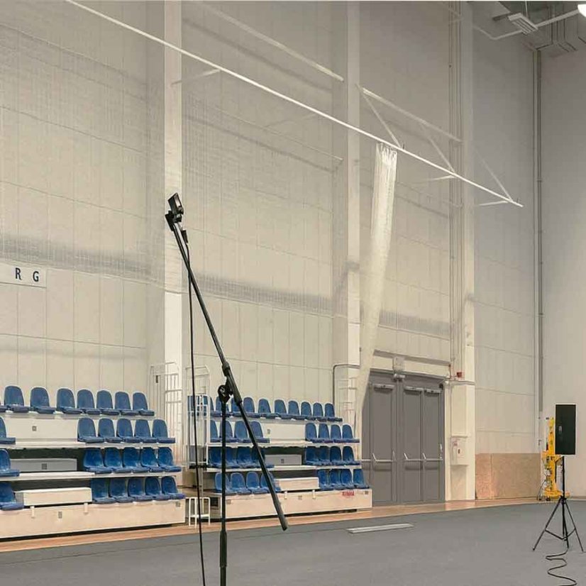 Meranie akustiky  športovej haly Zilina po akustickej uprave Akustišport