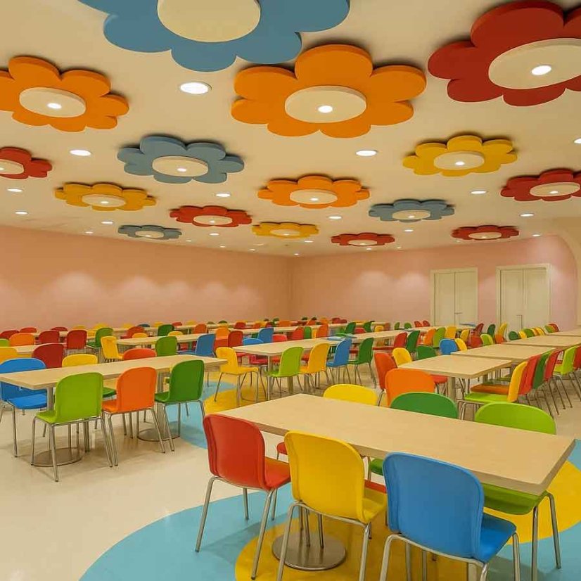 Tvarované akustické obklady s integrovaným osvetlením