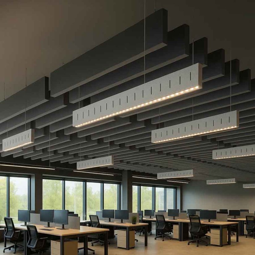 podvesené svietidla pod akupanelmi Baffle