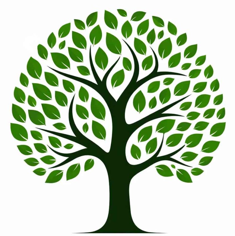 strom C s bielou korunou s listami