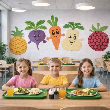 Akustické dekorácie do školskej jedalne Akustické dekorácie do školskej jedalne