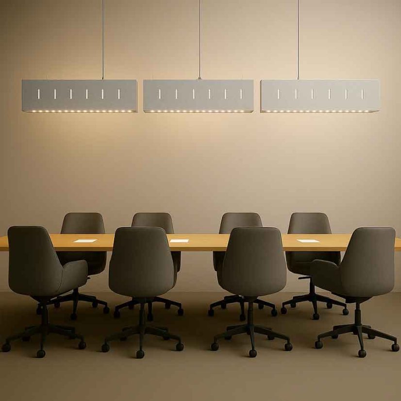 Ukážka akustických svietidiel baffle